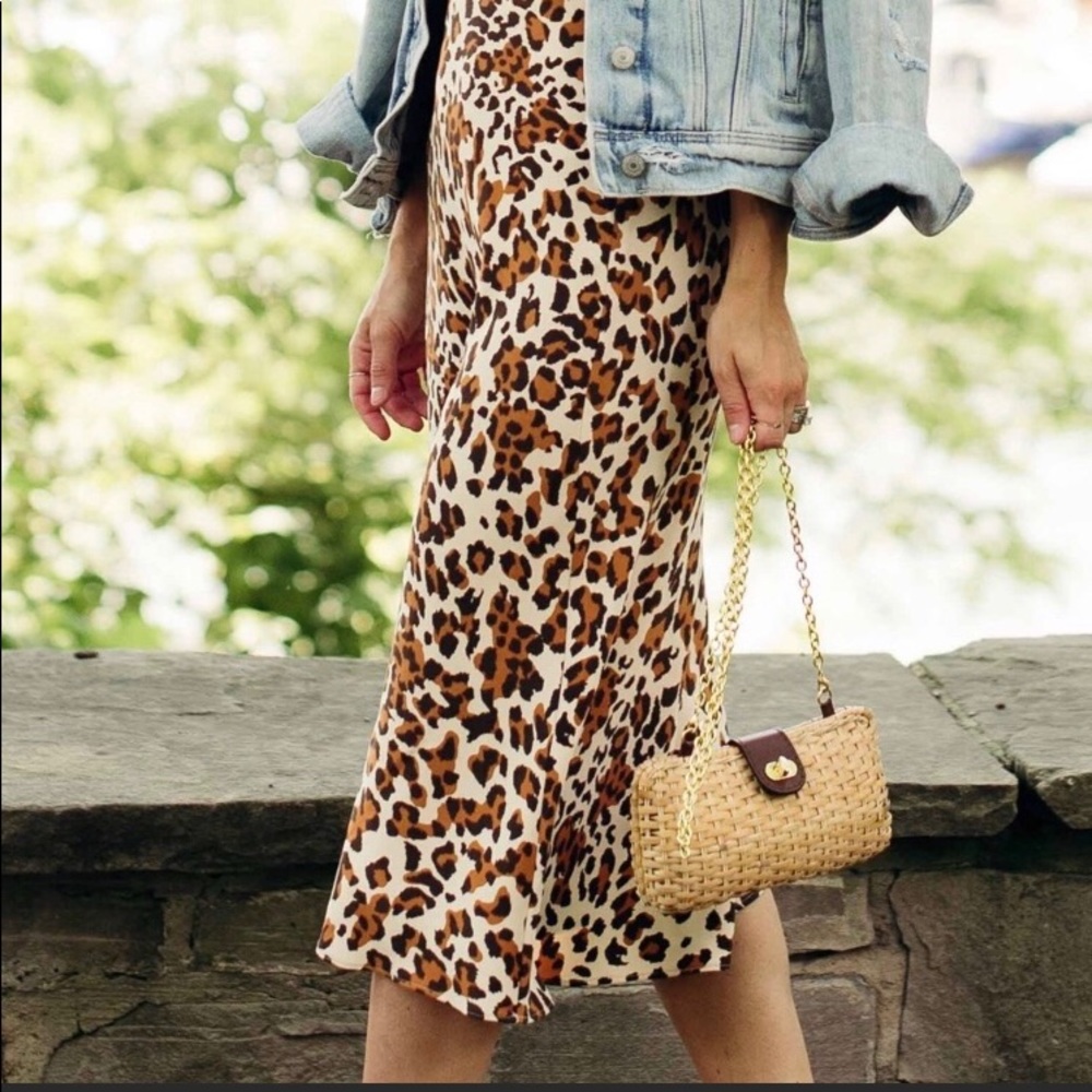 Babaton Leopard Print Midi Skirt